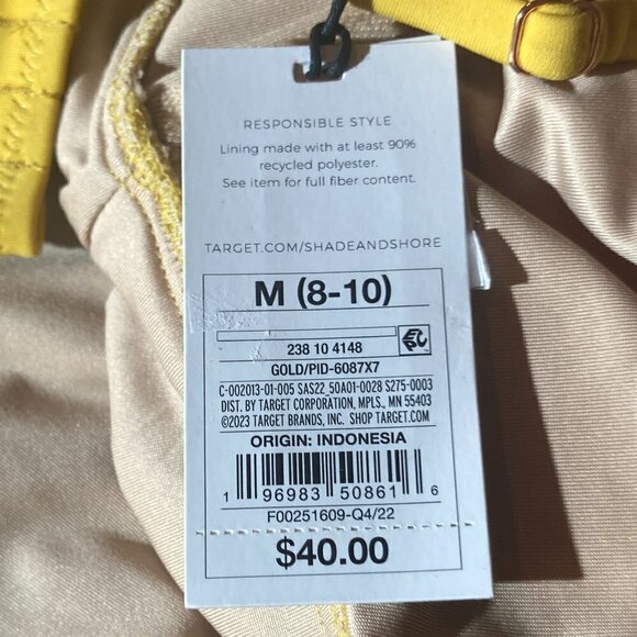 Shade & Shore NWT SZM Golden Yellow One Strap 1 Piece Figure Flattering Swimsuit - Picture 8 of 9